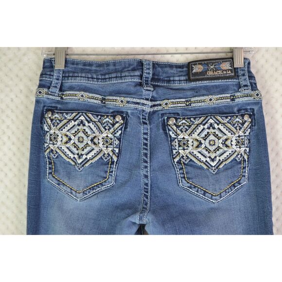 Grace In LA Women's 27 Medium Wash Embroidered Mid Rise Bootcut Jeans - Picture 7 of 16